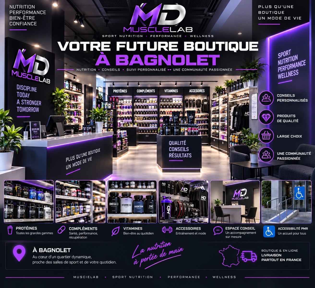 Projet de future boutique MDMuscleLab à Bagnolet
